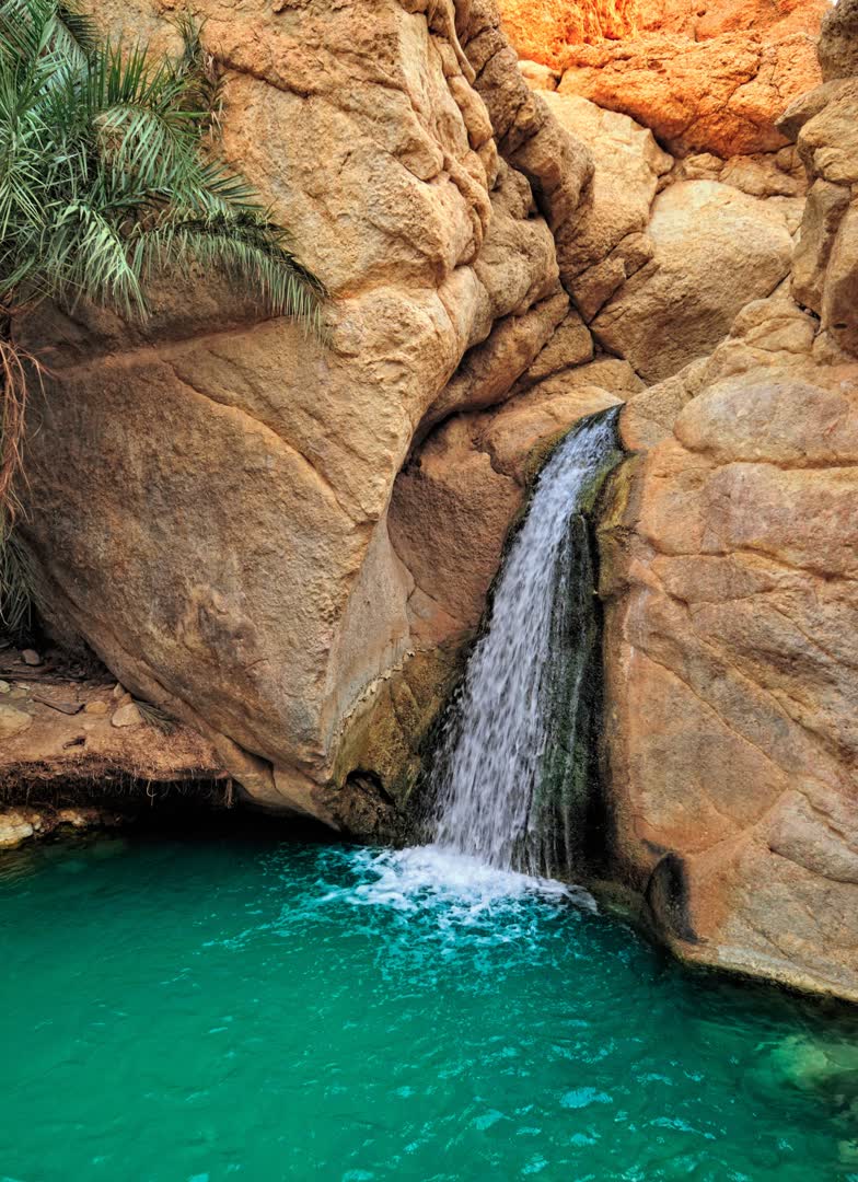 JVO Voyage, votre agence de voyages en groupe par excellence, organise des excursions en Tunisie. Cascade d'eau, d'une oasis.